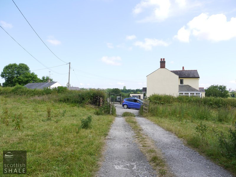 Coppa oil works, looking north. The gateway marks the entrance to the works. June 2014