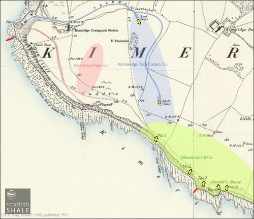Schematic map of shale mining at Kimmeridge