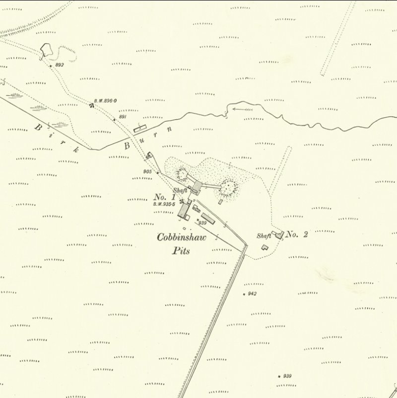 Cobbinshaw No.1 & 2 Mines - 25" OS map c.1906, courtesy National Library of Scotland