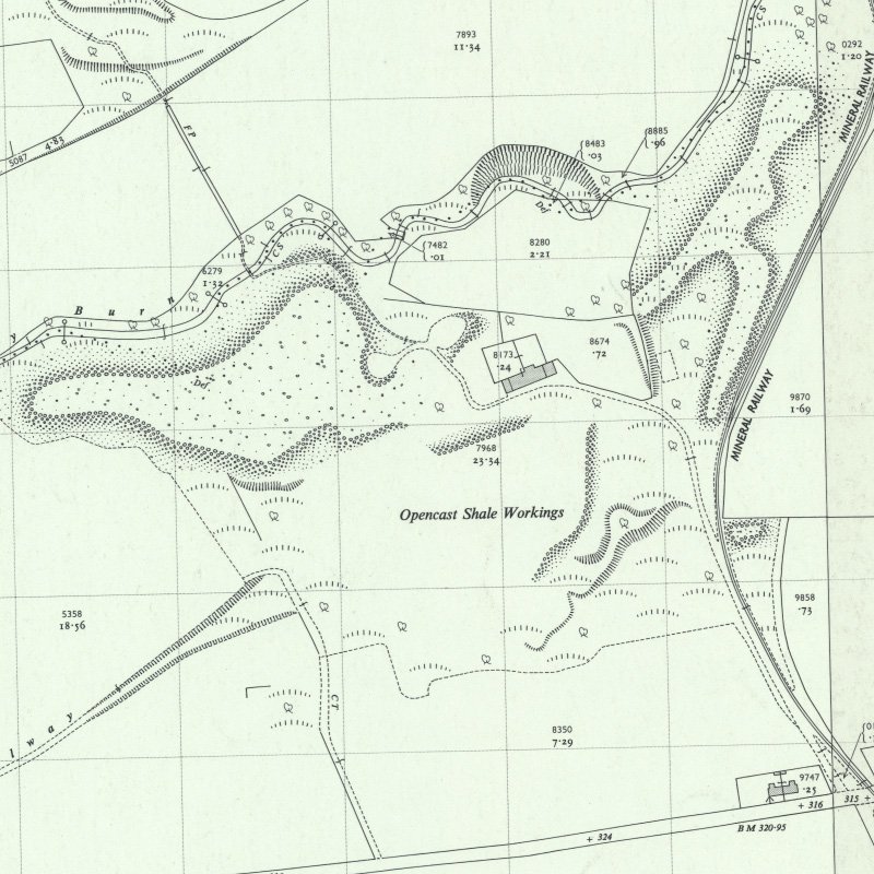 Hayscraigs Mines & Quarries - 1:2,500 OS map c.1954, courtesy National Library of Scotland