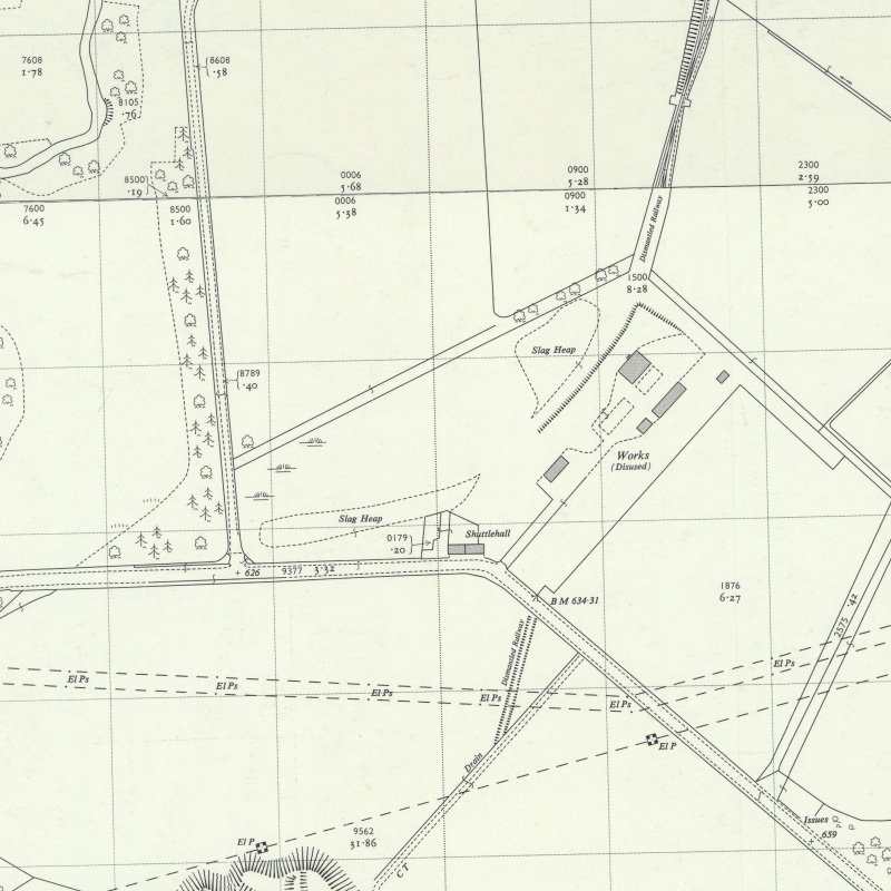 Hermand Mine - 1:2,500 OS map c.1962, courtesy National Library of Scotland