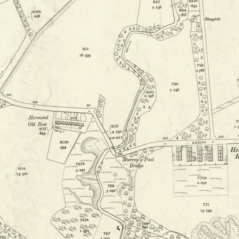 Hermand (Murray's Pool) Mine - 25" OS map c.1907, courtesy National Library of Scotland