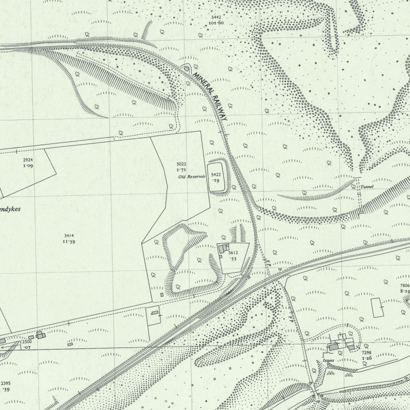Hut Mines & Quarry - 1:2,500 OS map c.1955, courtesy National Library of Scotland