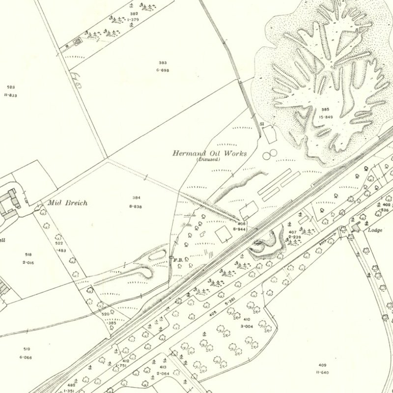 Mid Breich No.1 Mine - 25" OS map c.1917, courtesy National Library of Scotland