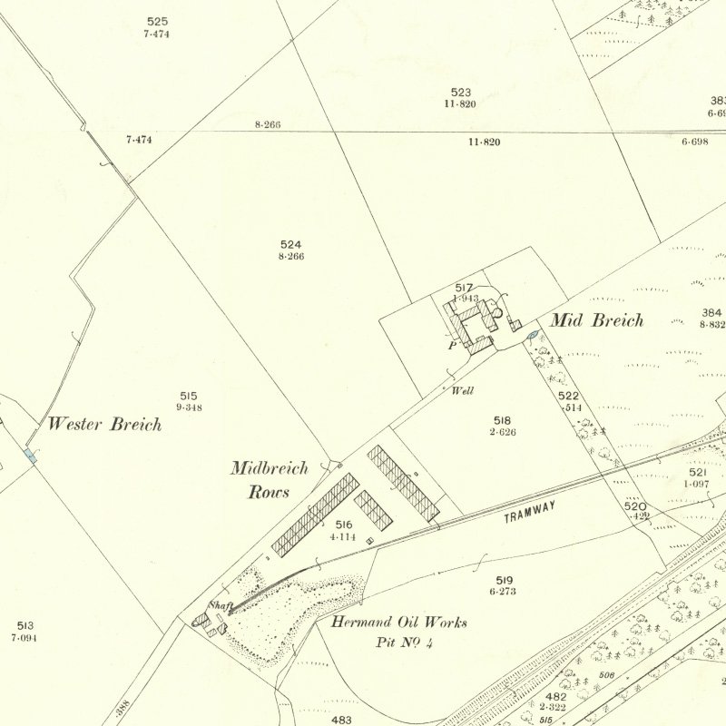 Mid Breich No.2 Mine - 25" OS map c.1896, courtesy National Library of Scotland