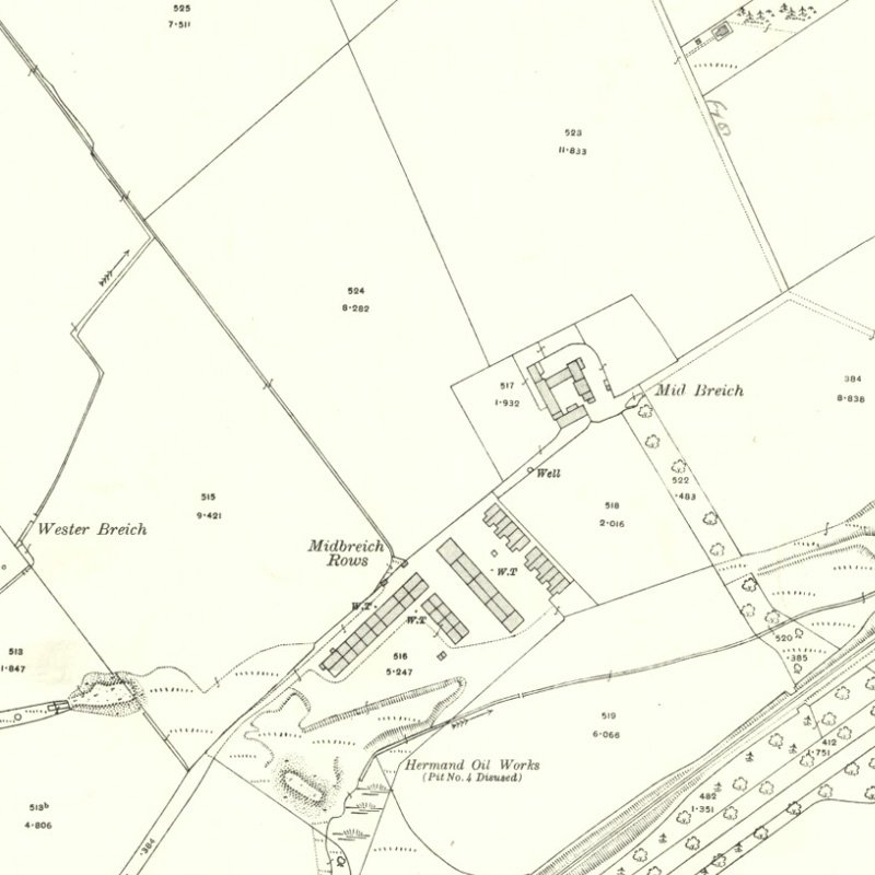 Mid Breich No.2 Mine - 25" OS map c.1917, courtesy National Library of Scotland