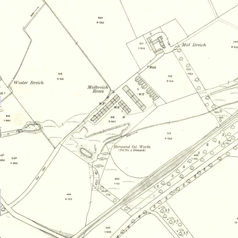 Mid Breich No.4 Pit - 25" OS map c.1917, courtesy National Library of Scotland