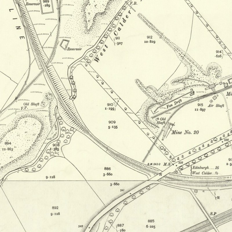 Polbeth No.20 Mine - 25" OS map c.1907, courtesy National Library of Scotland