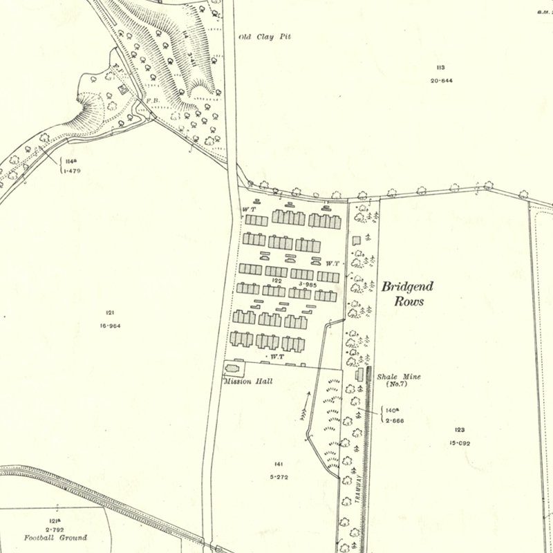 Bridgend Rows - 25" OS map c.1917, courtesy National Library of Scotland