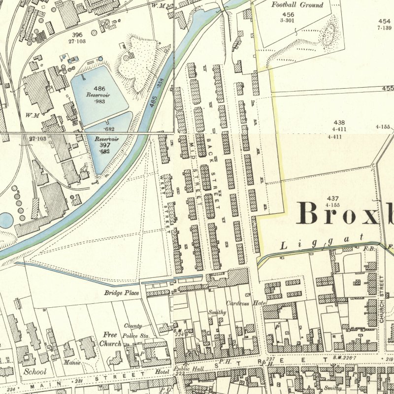 Broxburn Rows - 25" OS map c.1895, courtesy National Library of Scotland