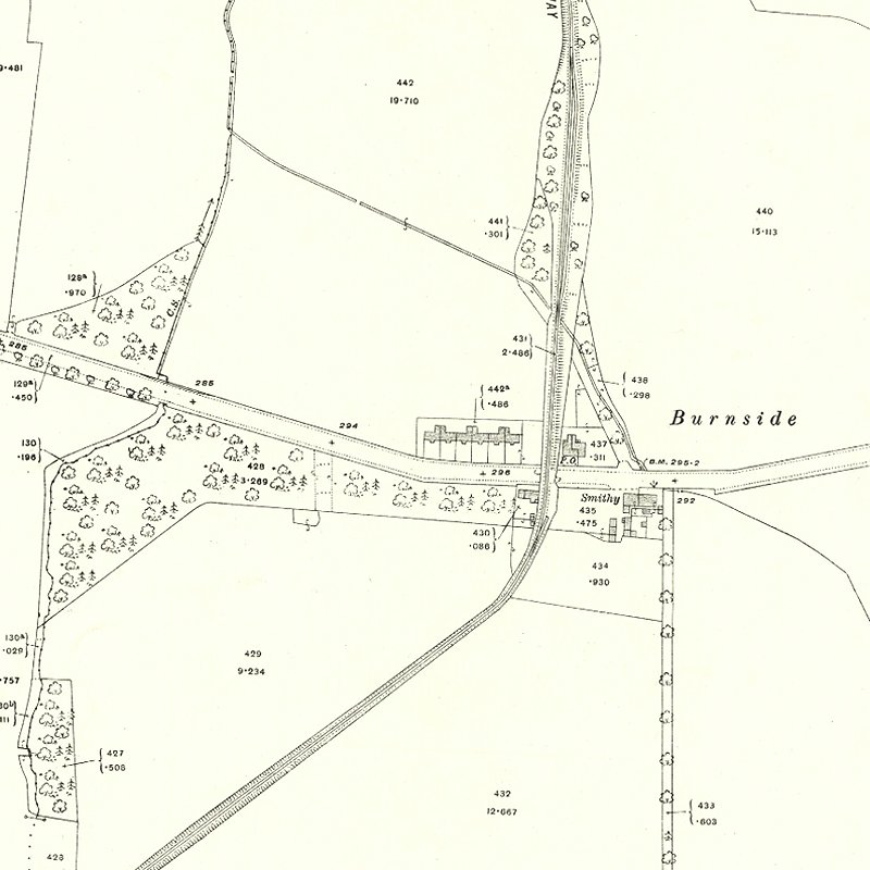 Burnside Cottages (Threemiletown) - 25" OS map c.1915, courtesy National Library of Scotland