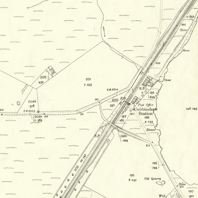 Cobbinshaw (North Village) - 25" OS map c.1906, courtesy National Library of Scotland