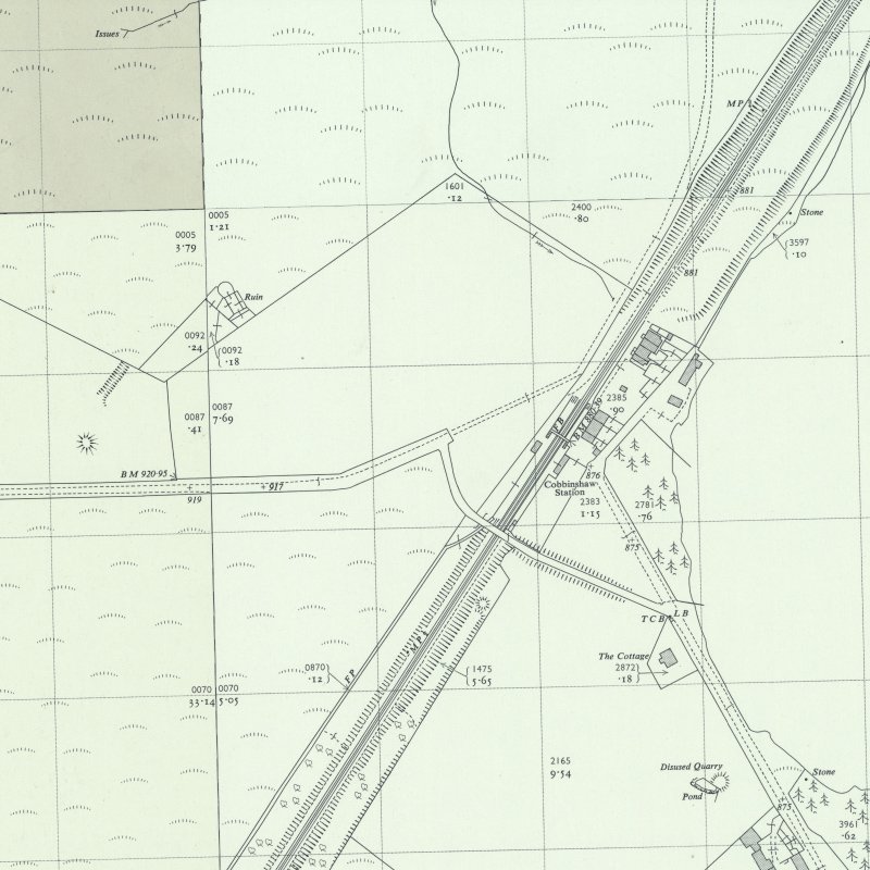Cobbinshaw (North Village) - 25" OS map c.1955, courtesy National Library of Scotland