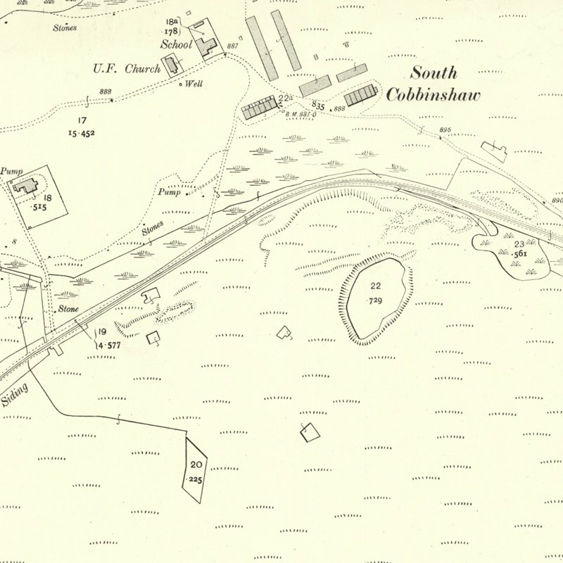 Cobbinshaw (South Village) - 25" OS map c.1906, courtesy National Library of Scotland