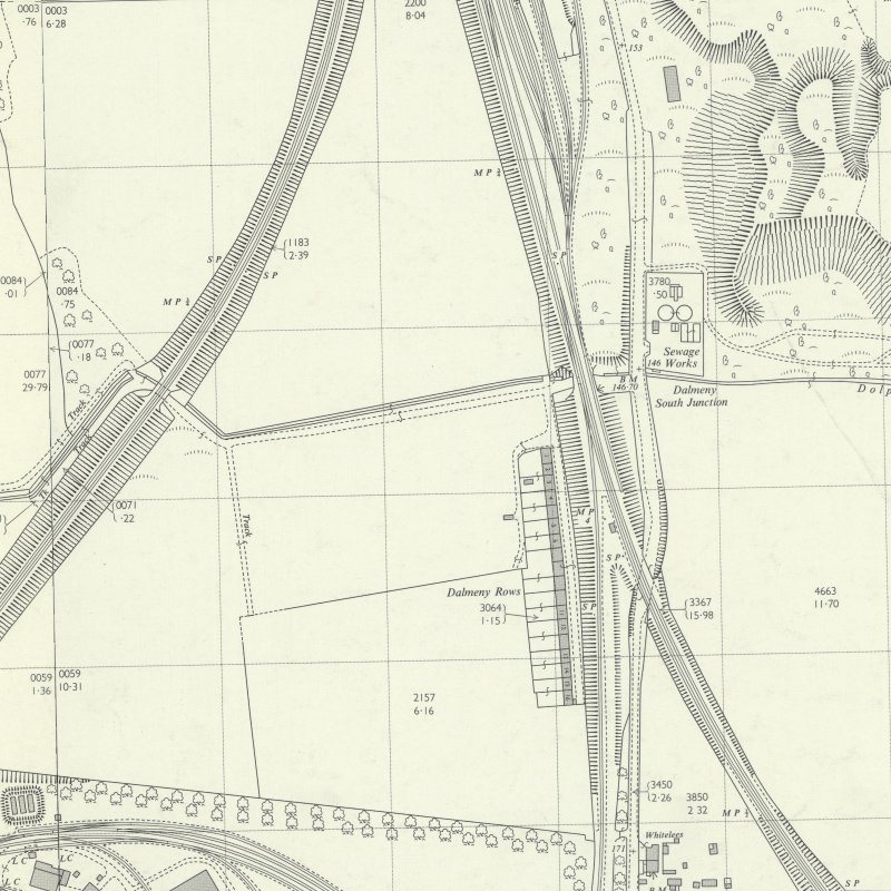 Dalmeny Rows - 1:2,500 OS map c.1963, courtesy National Library of Scotland