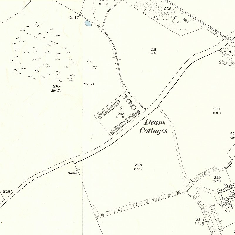 Deans Cottages - 25" OS map c.1897, courtesy National Library of Scotland