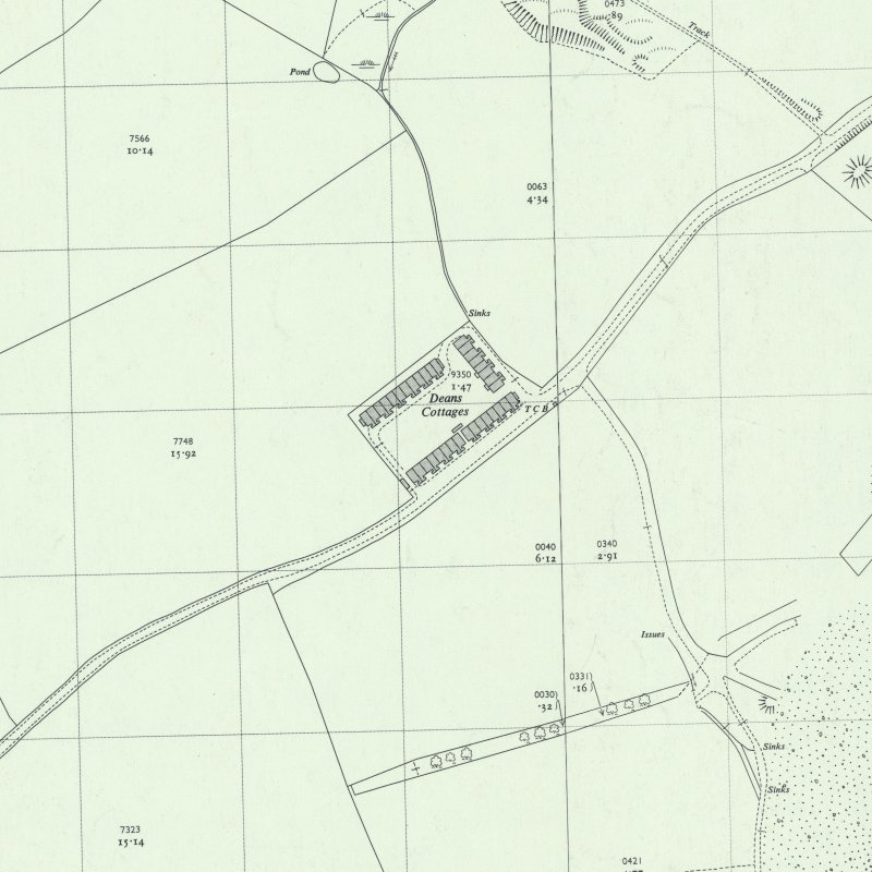 Deans Cottages - 1:2,500 OS map c.1962, courtesy National Library of Scotland