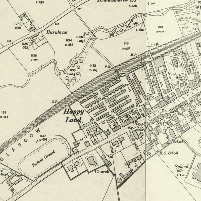 Happy Land - 25" OS map c.1907, courtesy National Library of Scotland