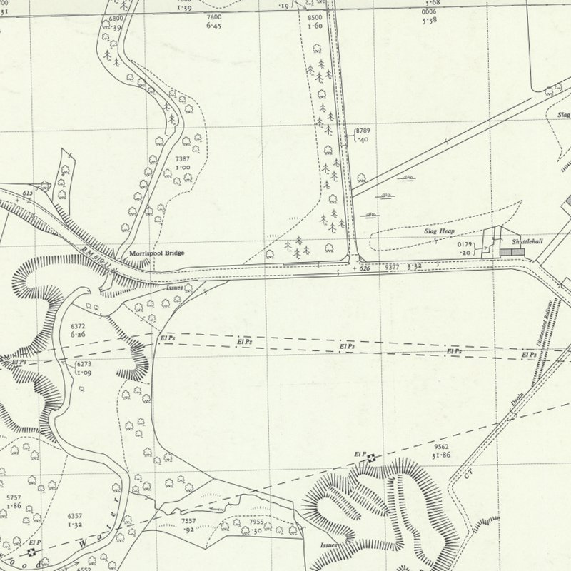 Hermand New Rows - 1:2,500 OS map c.1962, courtesy National Library of Scotland