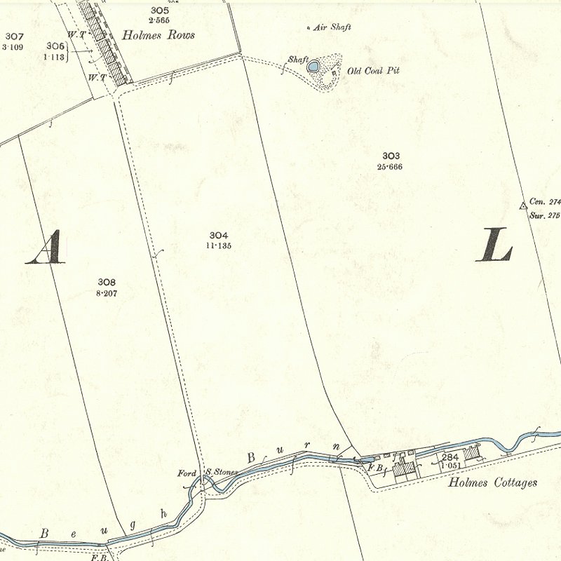 Holmes Cottages - 25" OS map c.1897, courtesy National Library of Scotland