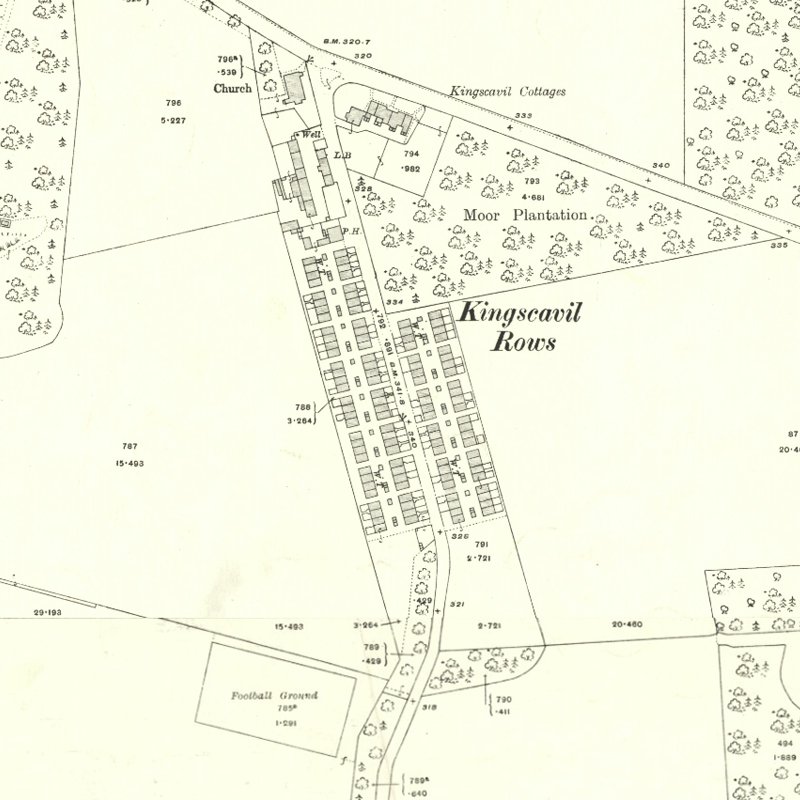 Kingscavil Rows - 25" OS map c.1917, courtesy National Library of Scotland