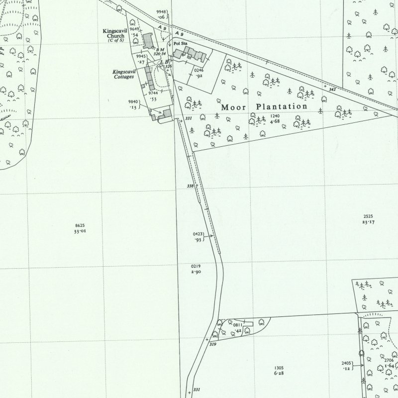 Kingscavil Rows - 1:2,500 OS map c.1955, courtesy National Library of Scotland