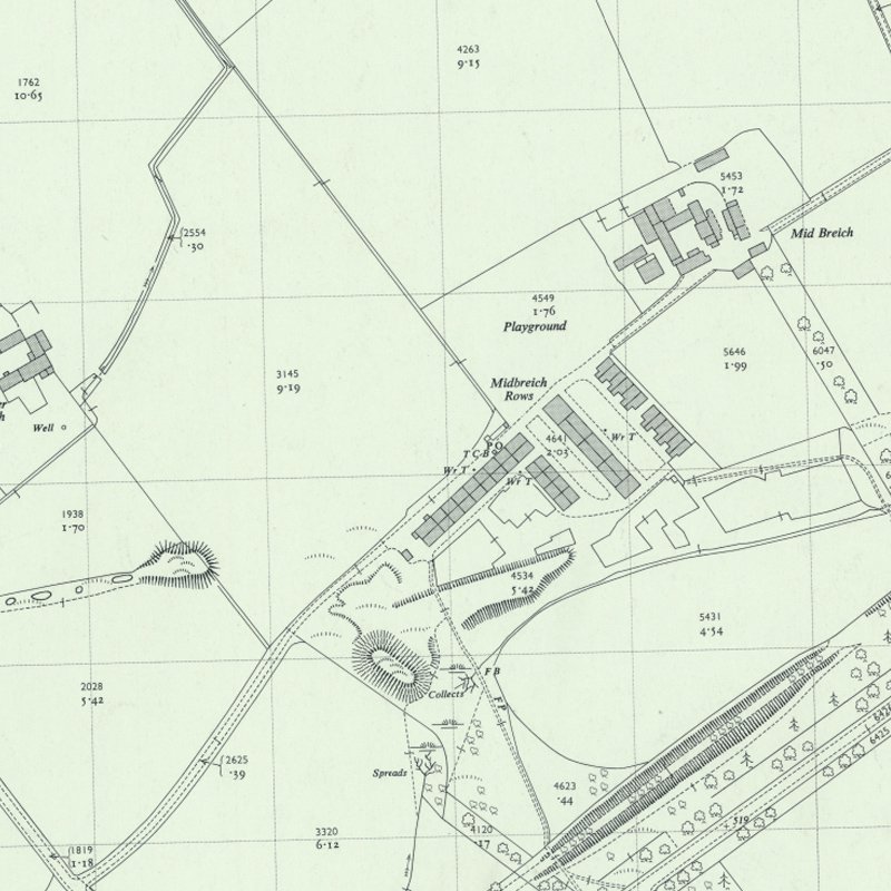 Mid Breich Rows - 1:2,500 OS map c.1959, courtesy National Library of Scotland