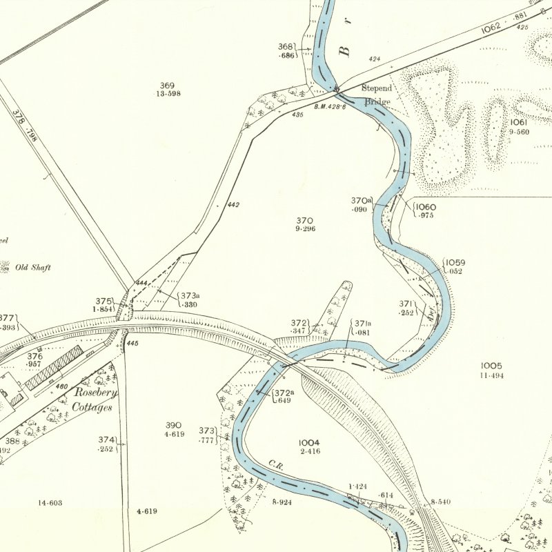 Oakbank Cottages - 25" OS map c.1897, courtesy National Library of Scotland