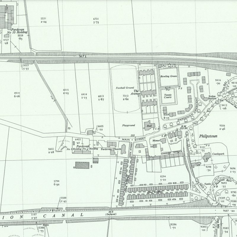 The Avenue (Philpstoun) - 1:2,500 OS map c.1959, courtesy National Library of Scotland