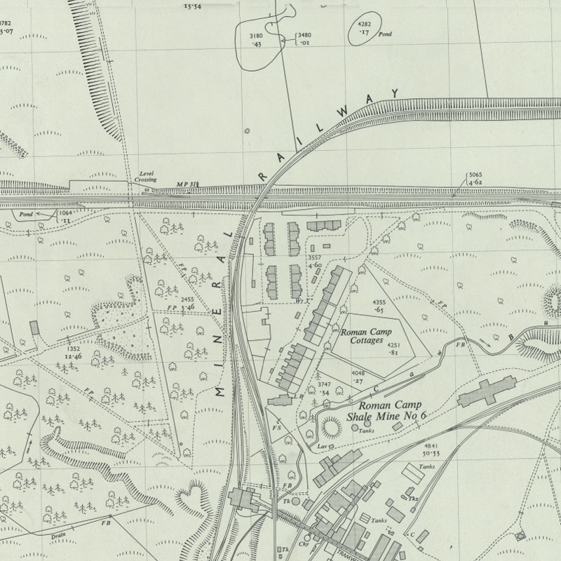 Roman Camp - 1:2,500 OS map c.1955, courtesy National Library of Scotland