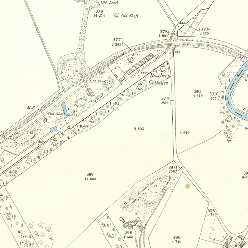 Rosebery Cottages - 25" OS map c.1895, courtesy National Library of Scotland