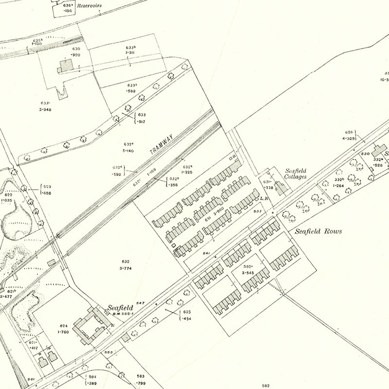 Seafield Rows - 25" OS map c.1915, courtesy National Library of Scotland