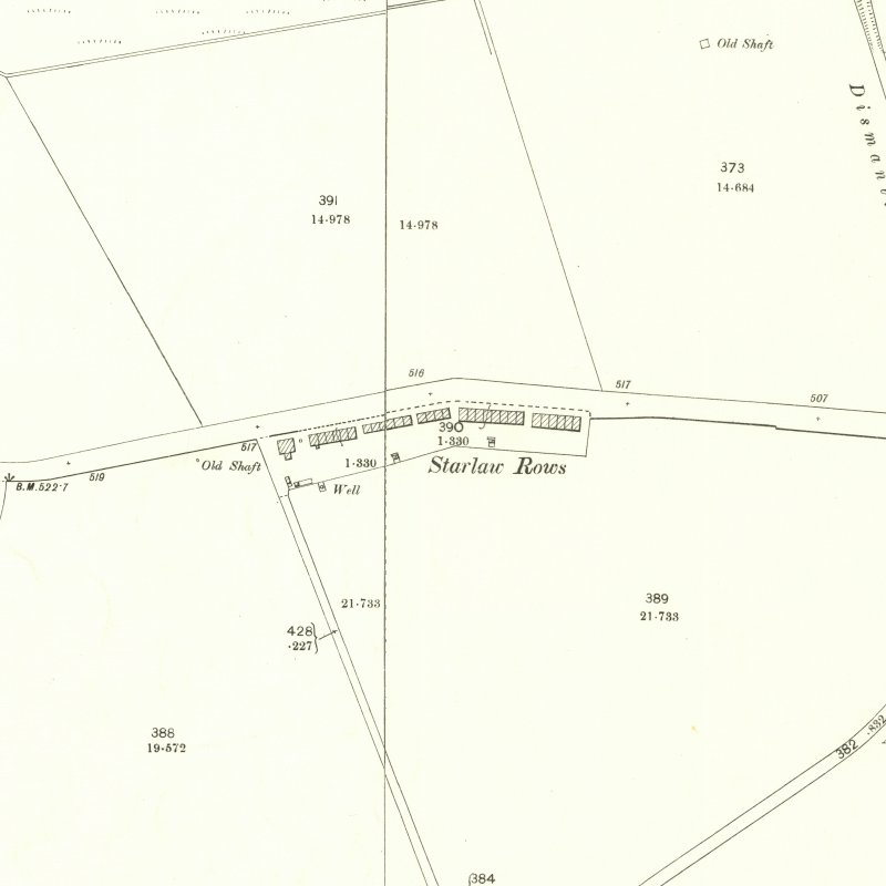 Starlaw Rows - 25" OS map c.1896, courtesy National Library of Scotland