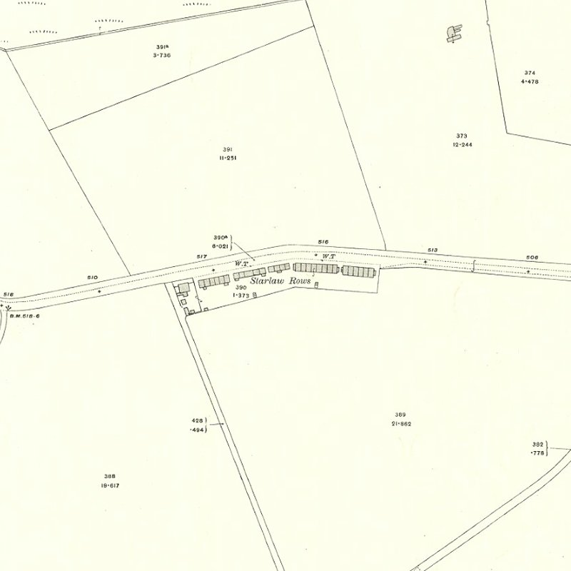 Starlaw Rows - 25" OS map c.1917, courtesy National Library of Scotland