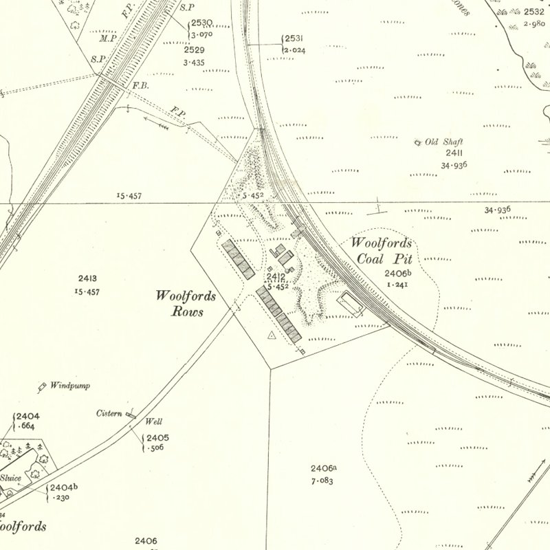 Woolfords Old Rows - 25" OS map c.1911, courtesy National Library of Scotland