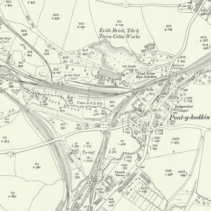 Pont-Y-Bodkin Oil Works - 25" OS map c.1912, courtesy National Library of Scotland