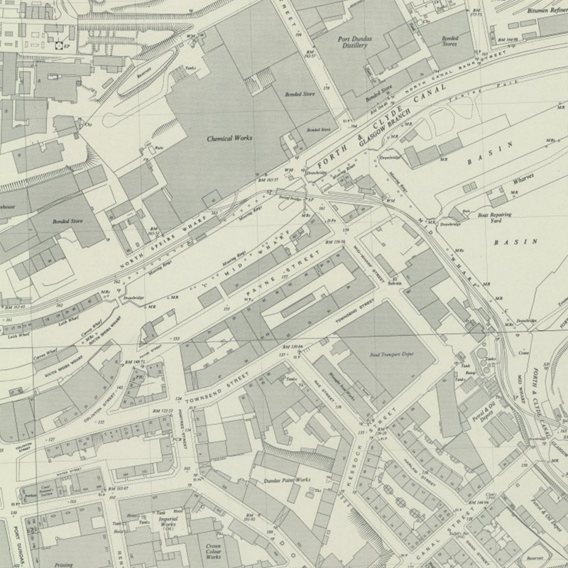 Canalbank Paraffin Oil Works - 1:2,500 OS map c.1950, courtesy National Library of Scotland