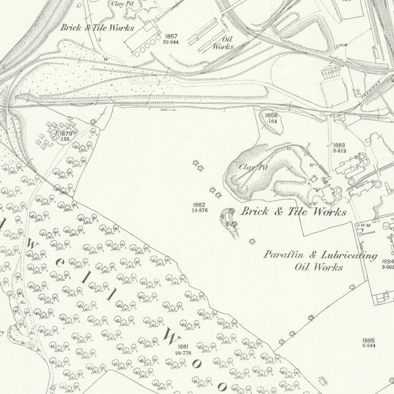 Chatterley Oil Works, 25" OS map c.1898, courtesy National Library of Scotland