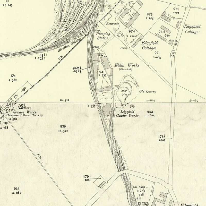 Edgefield Candle & Eldin Oil Works - 25" OS map c.1914, courtesy National Library of Scotland