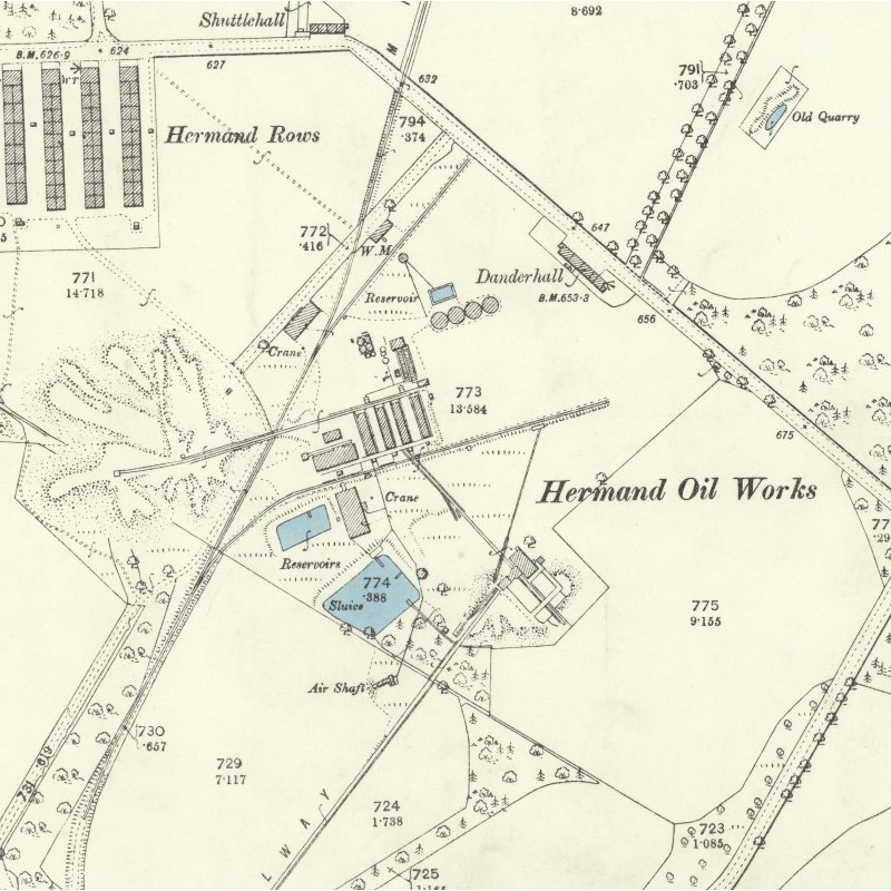Hermand Oil Works - 25" OS map c.1894, courtesy National Library of Scotland