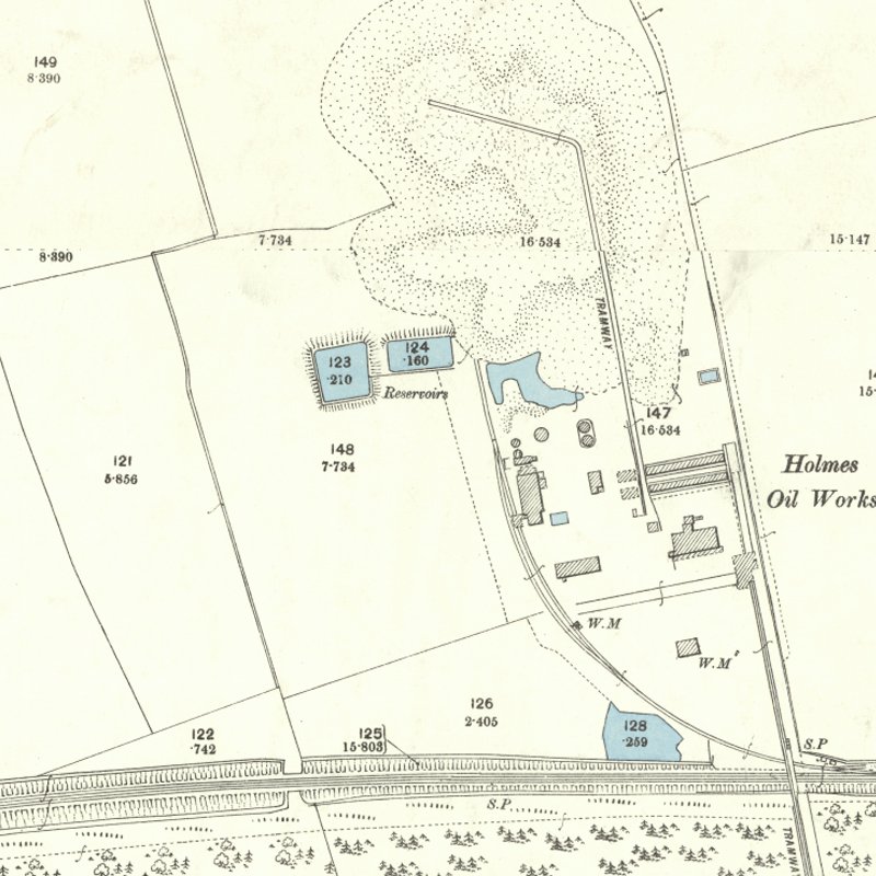 Holmes Oil Works, 25" OS map c.1895, courtesy National Library of Scotland