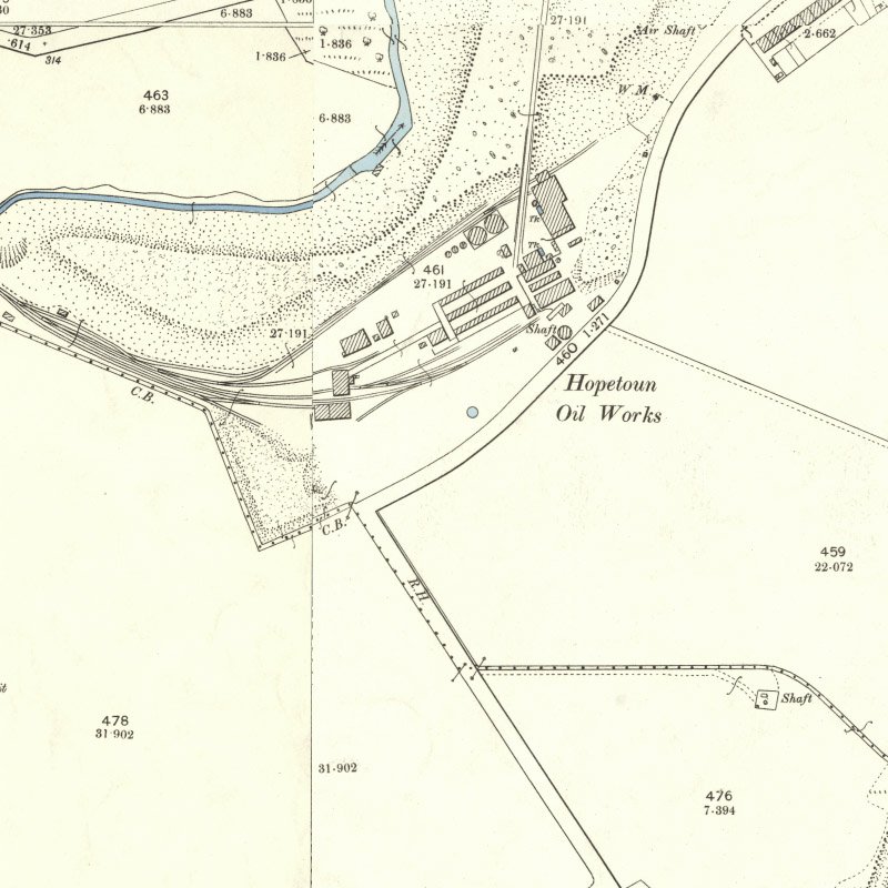 Hopetoun Oil Works - 25" OS map c.1897, courtesy National Library of Scotland