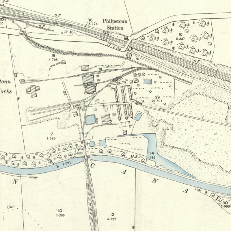 Philpstoun Oil Works - 25" OS map c.1897, courtesy National Library of Scotland