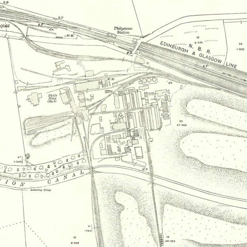 Philpstoun Oil Works - 25" OS map c.1917, courtesy National Library of Scotland