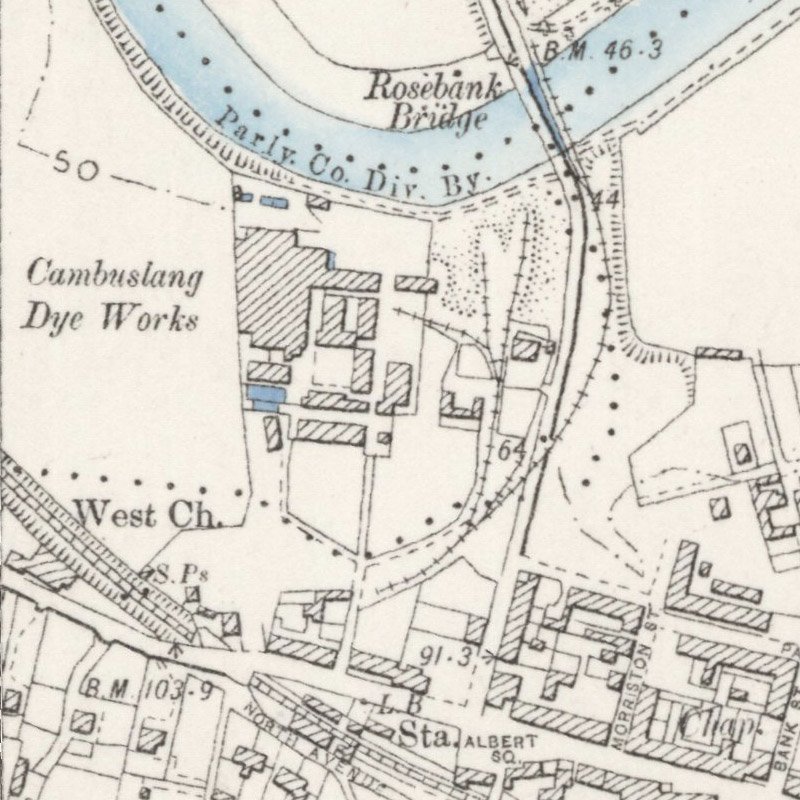 Rosebank Oil Works - 25" OS map c.1898, courtesy National Library of Scotland