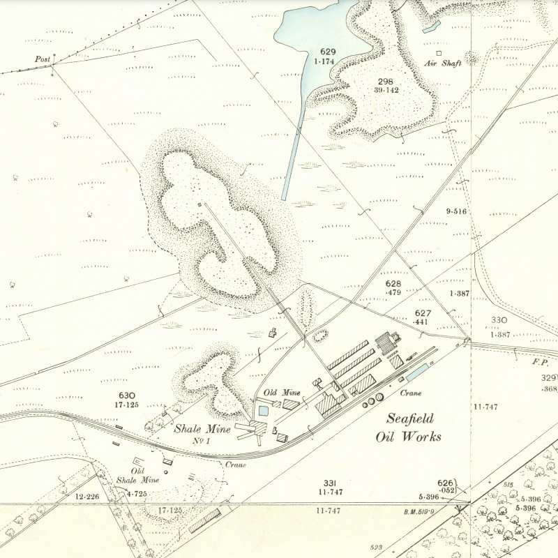 Seafield Oil Works - 25" OS map c.1897, courtesy National Library of Scotland
