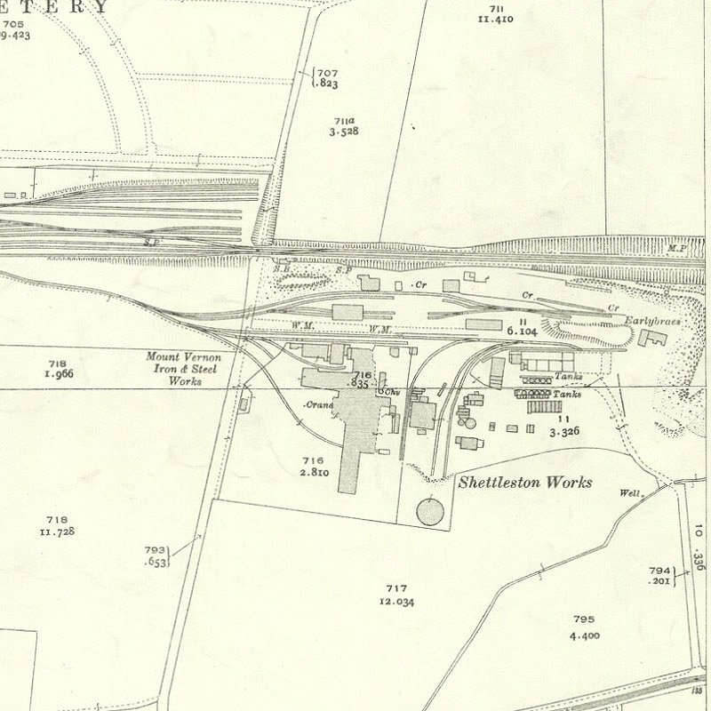 Shettleston Chemical & Oil Works - 25" OS map c.1935, courtesy National Library of Scotland