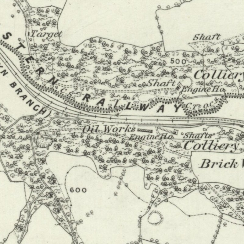 Tryddyn Vale Oil Works - 6" OS map c.1872, courtesy National Library of Scotland