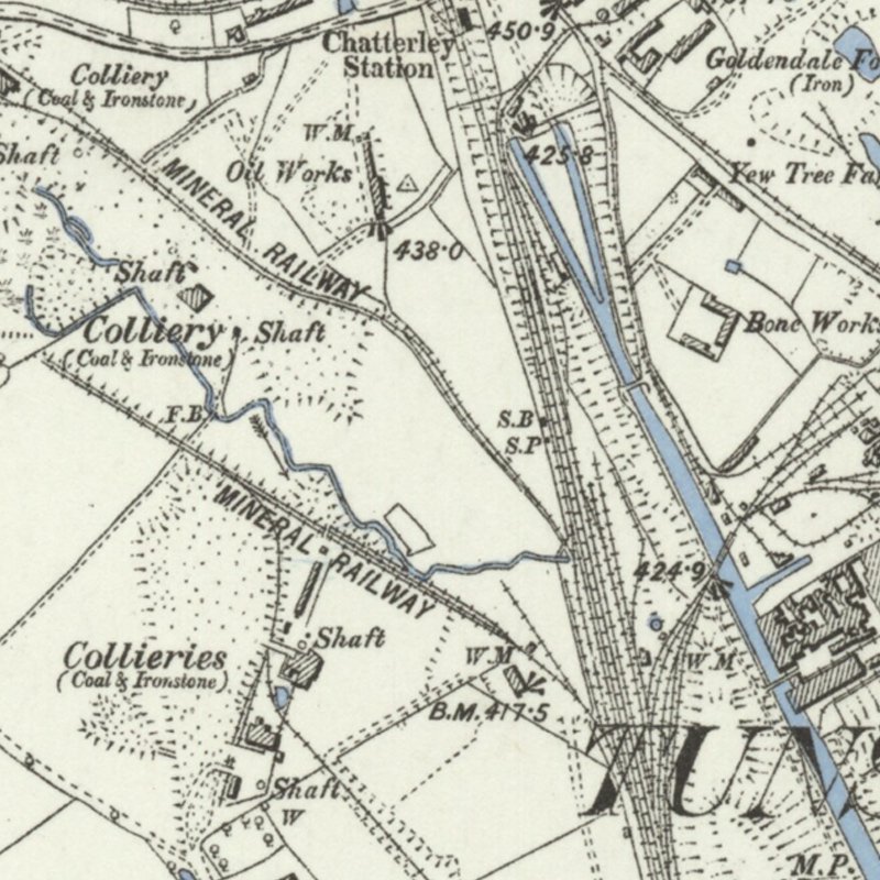 Tunstall Oil Works, 6" OS map c.1876, courtesy National Library of Scotland